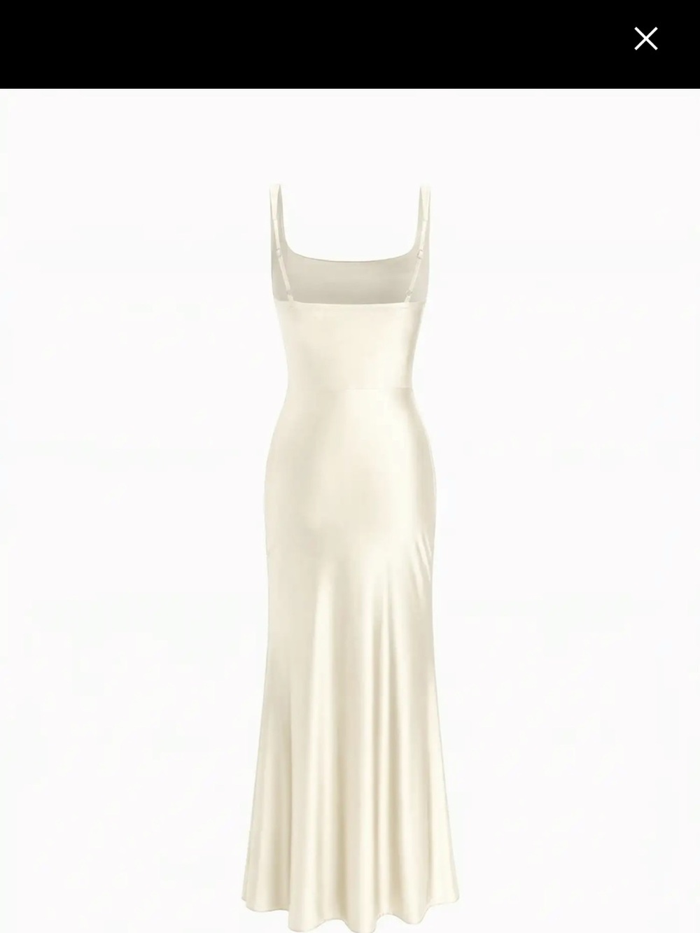 Elegant Ivory Satin Slip Dress with Square Neck - Picture 4 of 4